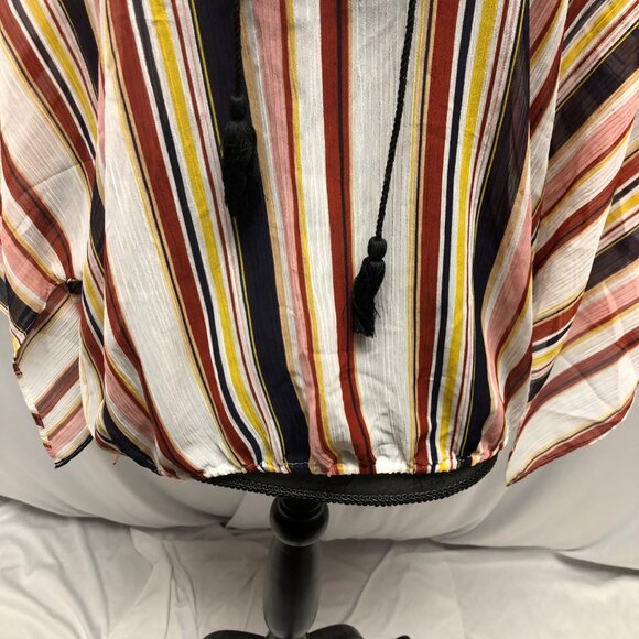Maurices Striped Multicolor Sheer Blouse Womens Size Medium Lightweight Boho - Picture 3 of 9